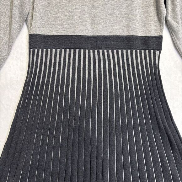 Calvin Klein Women's Ribbed Fit & Flare Sweater Dress Large Gray Classic Career - Picture 11 of 15